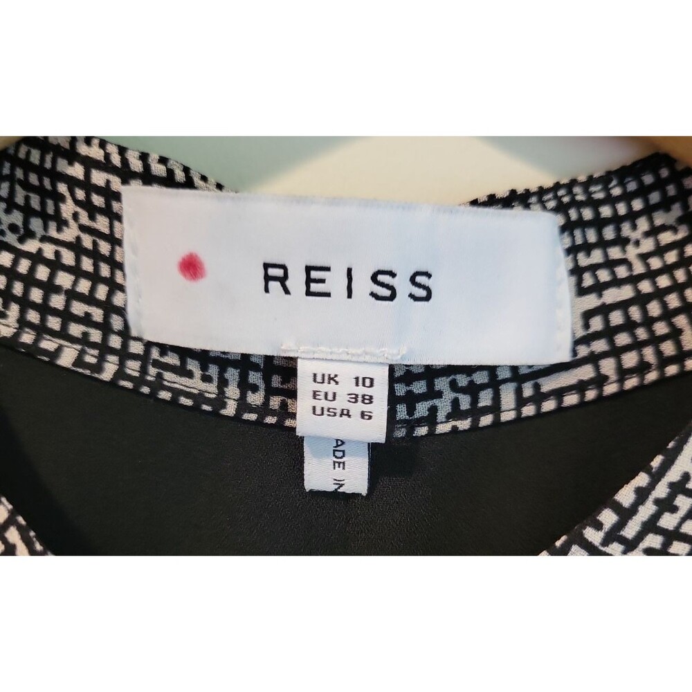 Reiss Tanis Mixed Print Midi Dress Belted Black Long Sleeve US 6 Career Chic - Picture 6 of 11